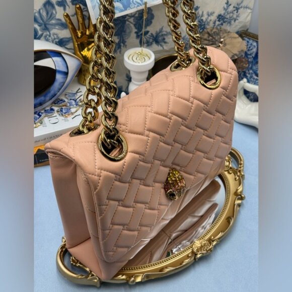 🆕 KURT GEIGER LONDON 🧿 NWOT Large Kensington Long Flap East West Bag, Peach - Picture 6 of 16
